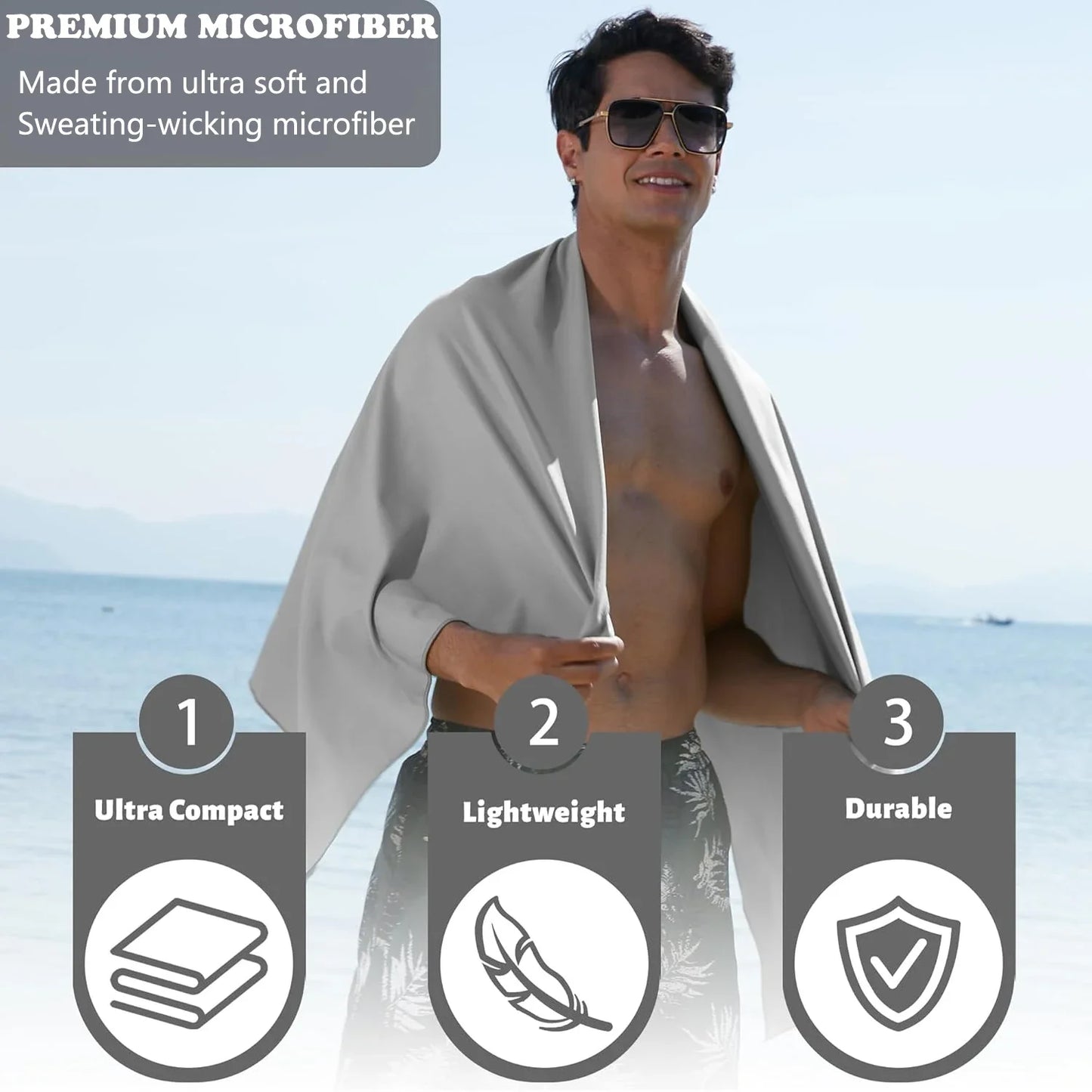 Quick-Drying Microfiber Camping Towel Super Absorbent Gym/Swimming Towel 40x80cm Lightweight Sports/Beach/ Travel Towels