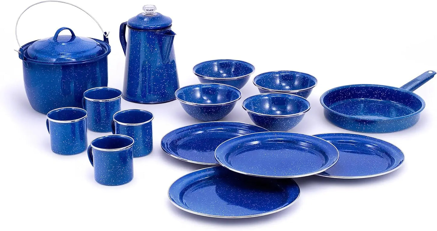 Outdoors Camp Dinnerware Set For Four Pioneer Percolator