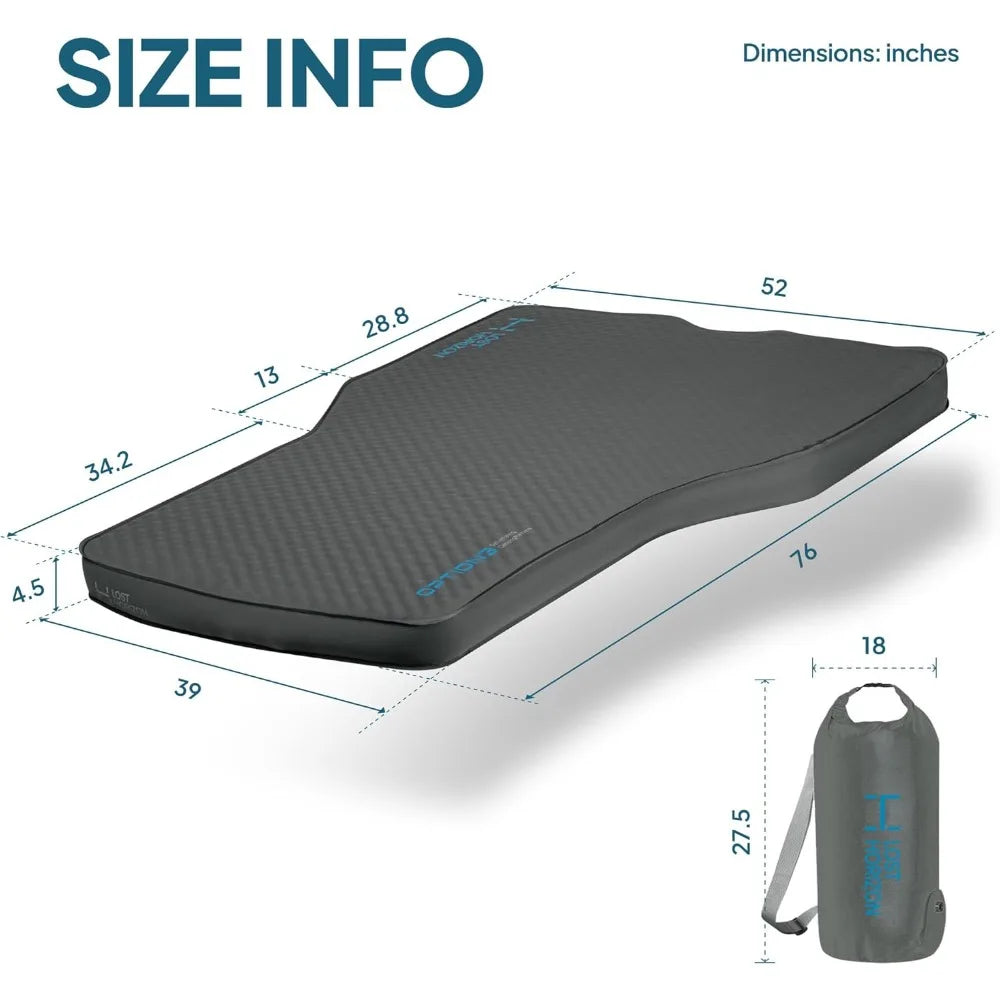 losthorizon camping air mattress with foam for rav4, self inflating sleeping pad with pump sack, 4.5" thick, r-value 13