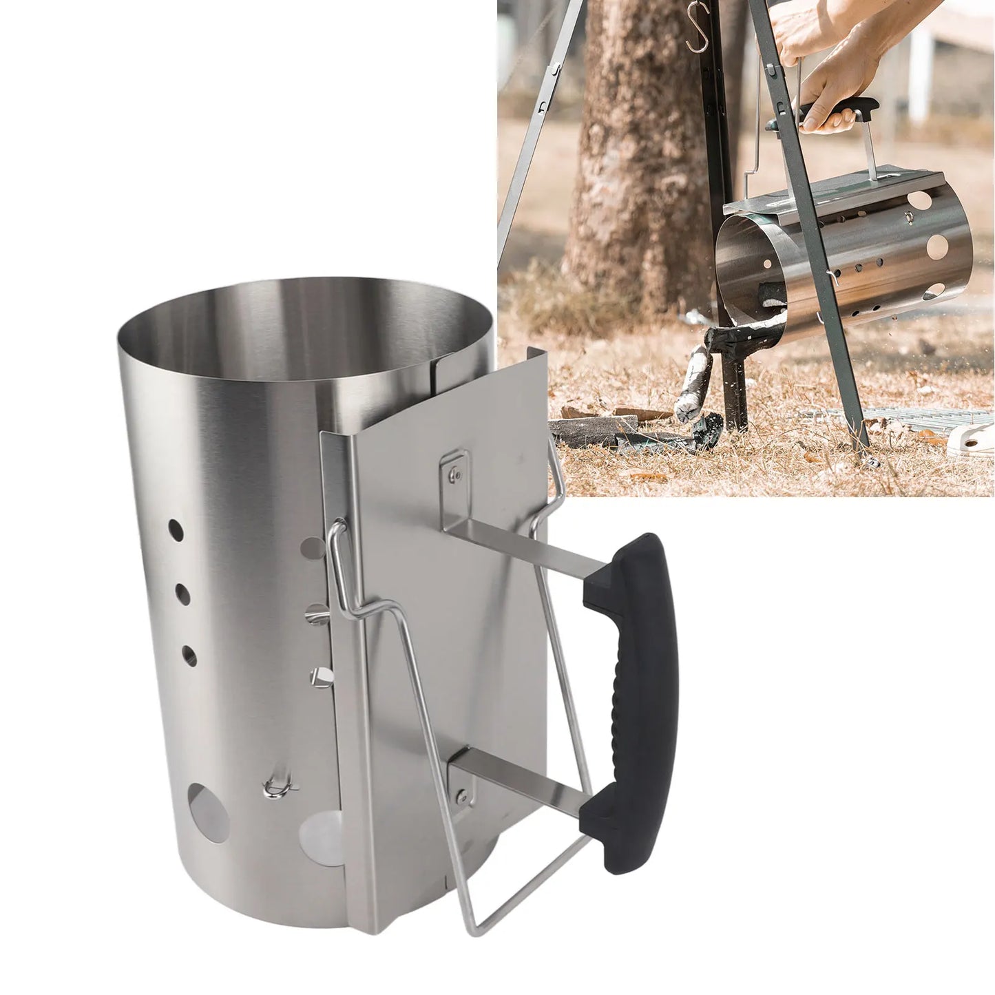 Stainless Steel Chimney Starter Portable Charcoal Barbecue