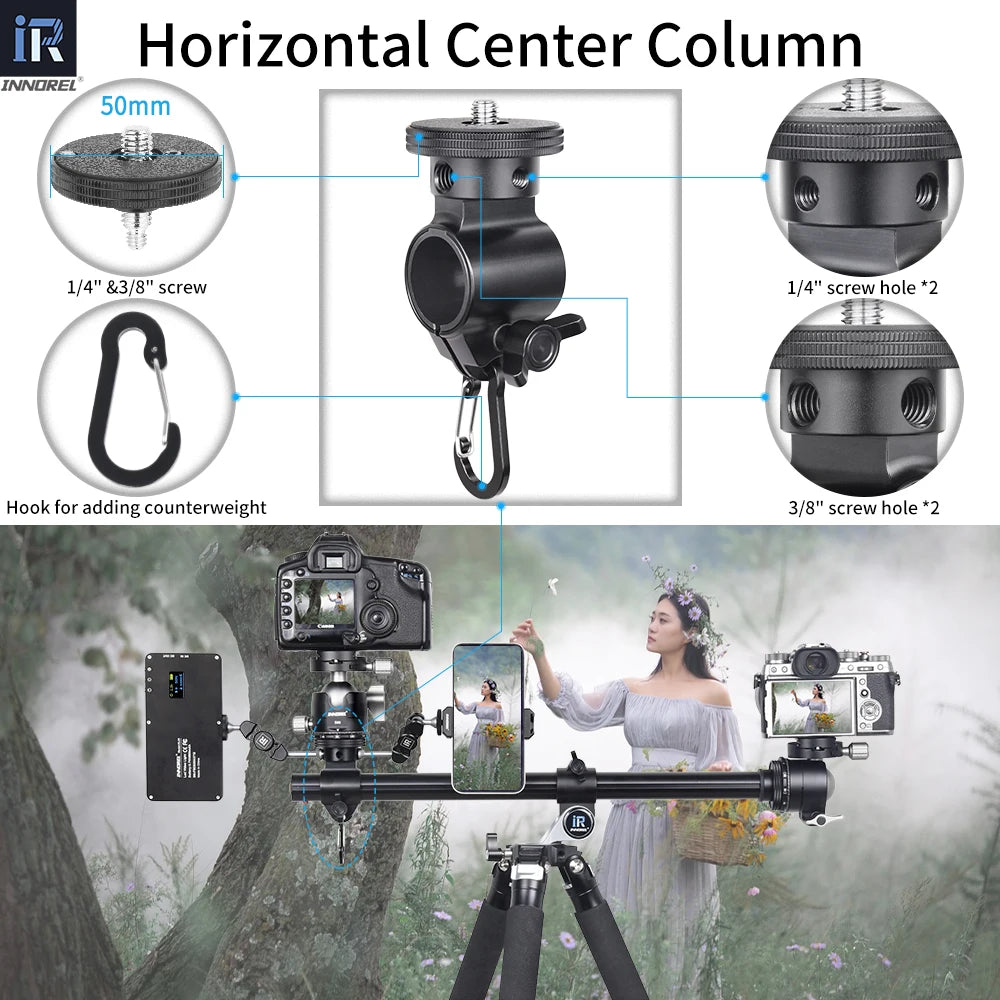 INNOREL Professional Horizontal CNC Heavy Tripod HT284A,Maxheight 182cm,With Central Column, for DSLR Camera Video Camcorder