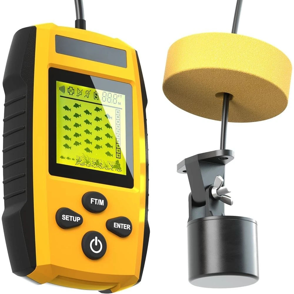 Portable Sonar Alarm Fish Finder with Sonar Transducer and LCD Display, for Kayak Fishing Boat Fishing Ice Fishing