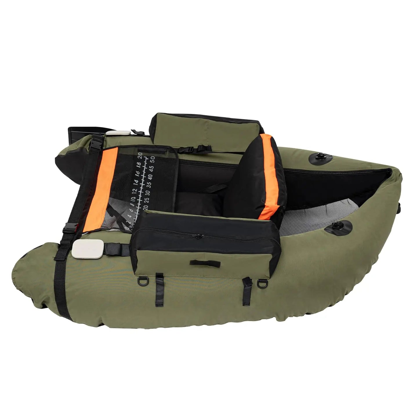 Fishing Float Tube, 286 Lbs Load Capacity Inflatable Boats U-Shaped Fishing Raft with Hand Air Pump, Fish Ruler, Paddle, and Storage