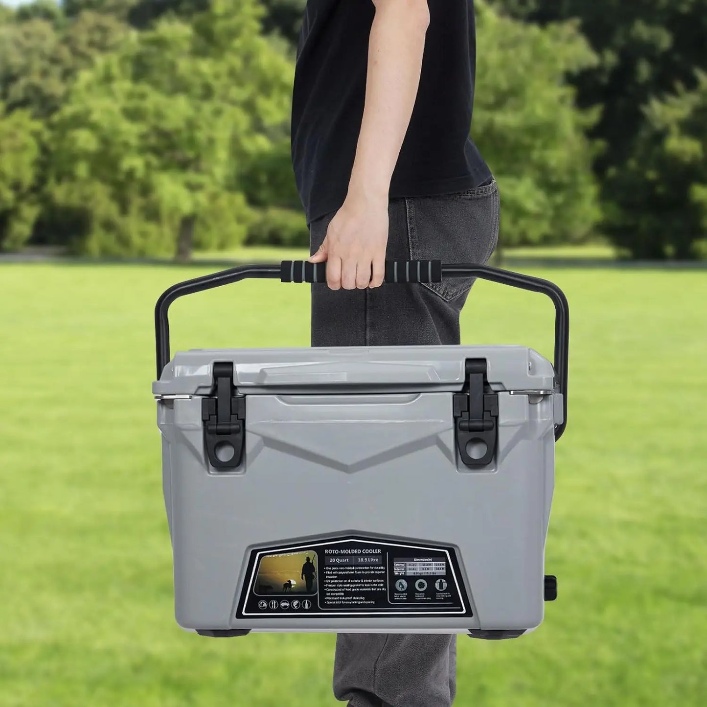 Portable Ice Cooler With Cup Holder For Beach And Boat