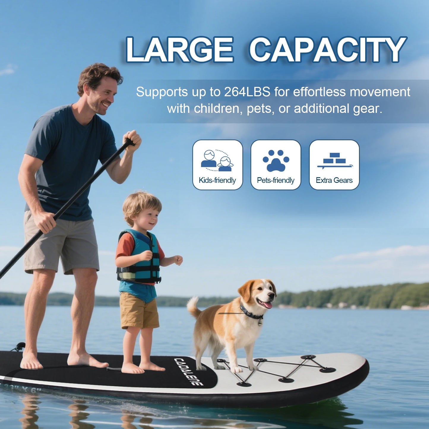 CADALENE Inflatable Stand Up Paddle Board Anti Slip EVA Deck