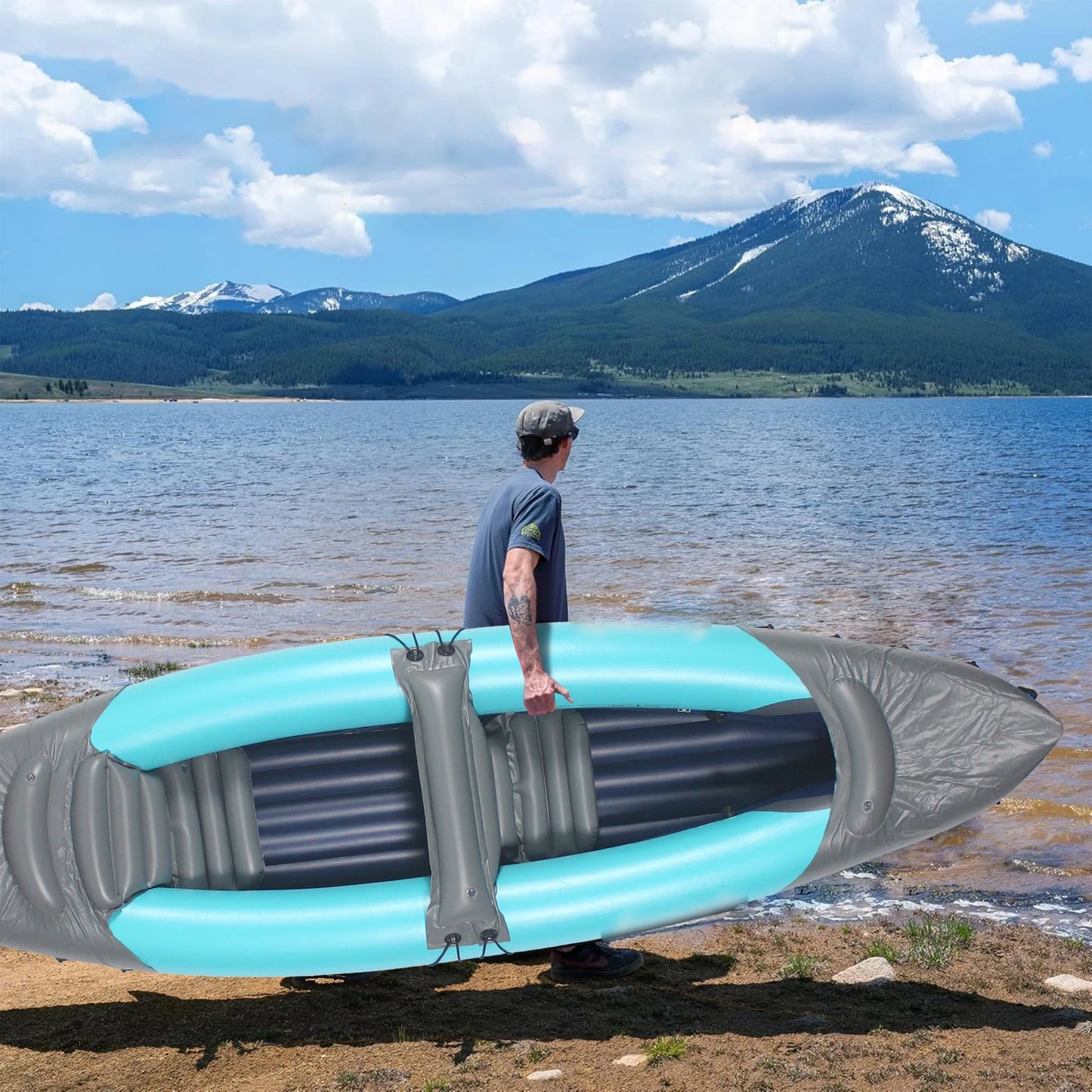 Inflatable Two Person Kayak for Fishing with Paddles