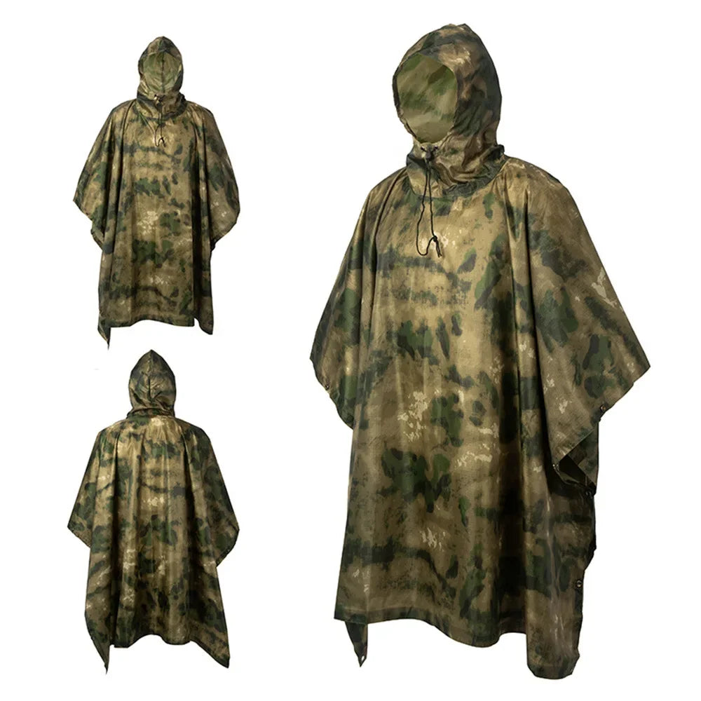 Camouflage Tactical Waterproof Rain Jacket for Hunting Men's Military Camo Raincoat for Women Atacs