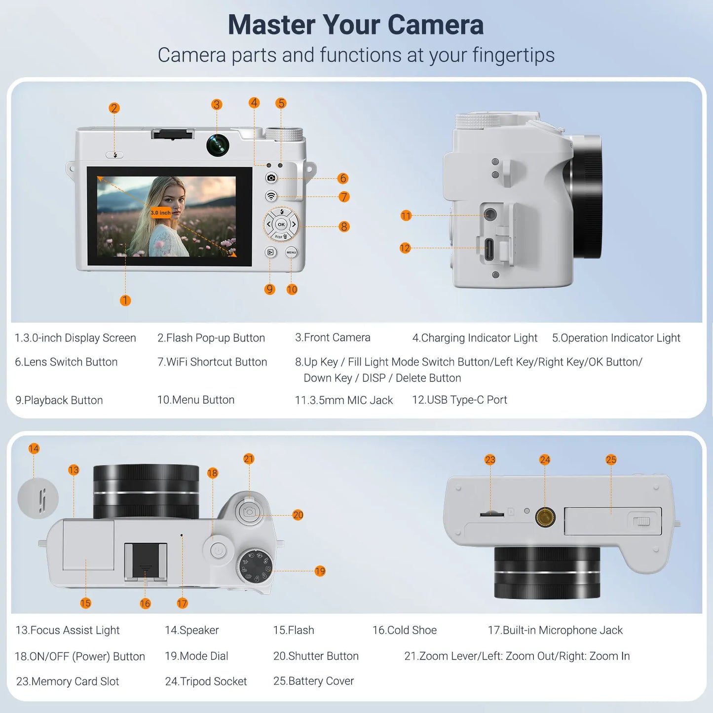 4K Digital Camera 75MP Autofocus Anti Shake 18X Zoom