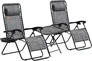 Zero Gravity Chair Set With Side Table Folding Recliner