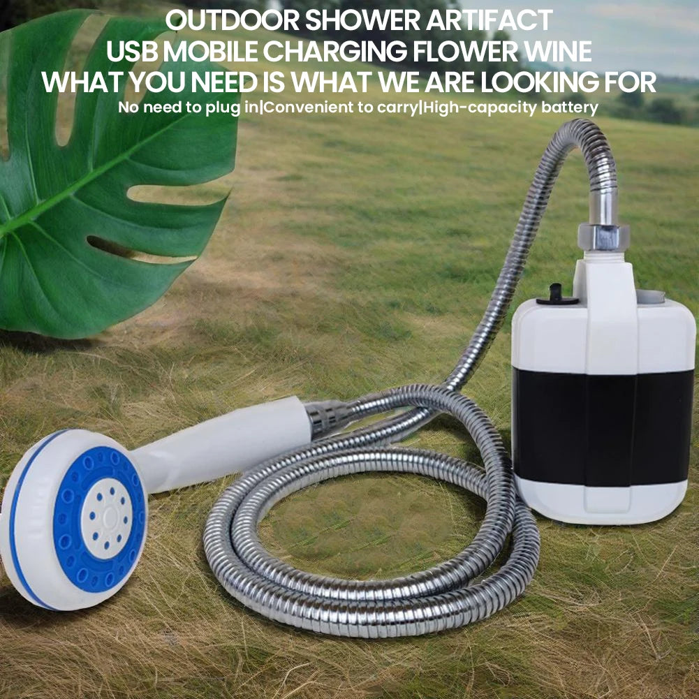 Portable Electric Rechargeable Spray Camp Shower Head with 1.5M Hose Multiple Camping Spray Pump Shower for Hiking Beach Travel