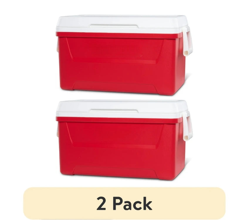 Red 48 Quart Outdoor Picnic Cooler Portable And Easy Clean