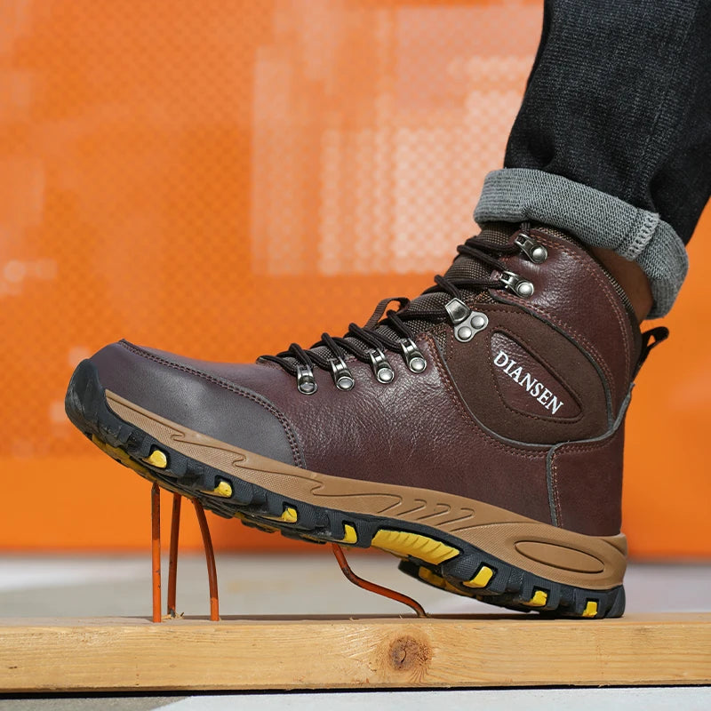 Waterproof Leather Safety Boots For Men Anti Puncture
