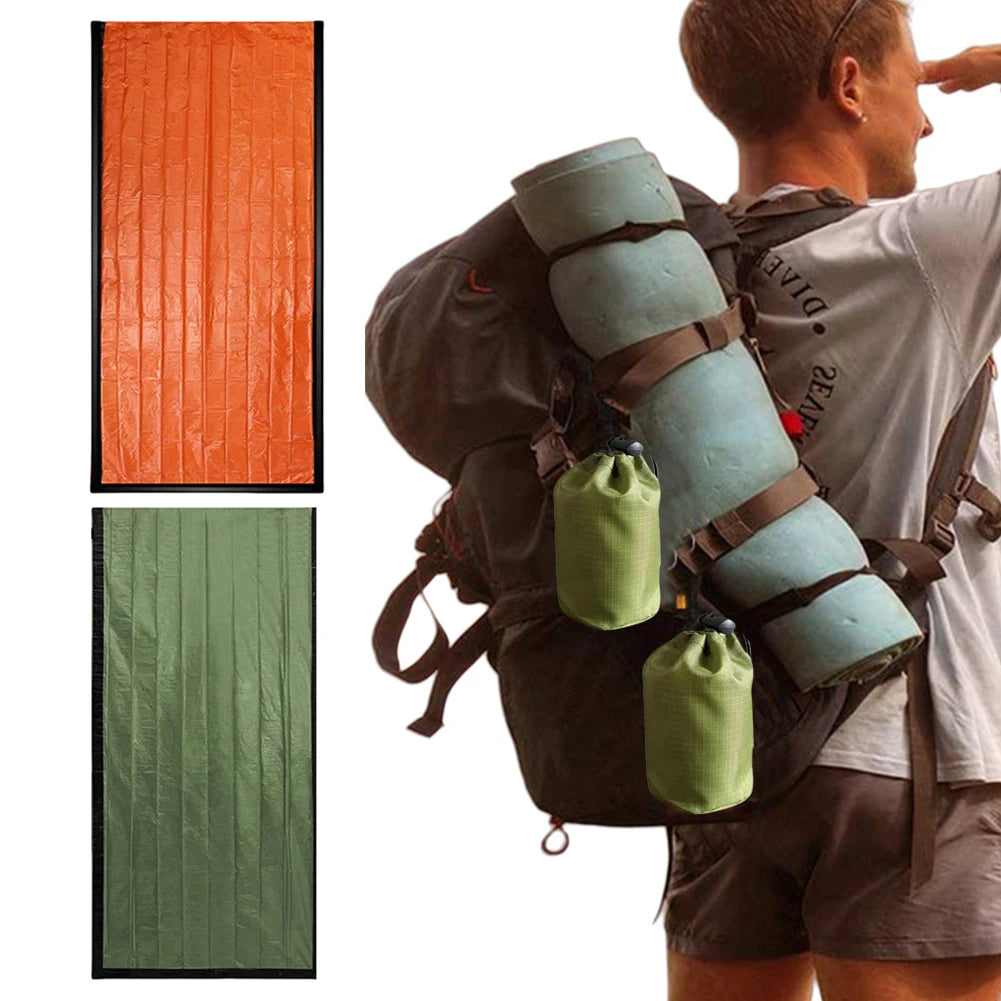 2 Pack Survival Sleeping Bag Waterproof Thermal Bivy Sack Portable Thermal Sleeping Bag for Camping Hiking Outdoor Adventure