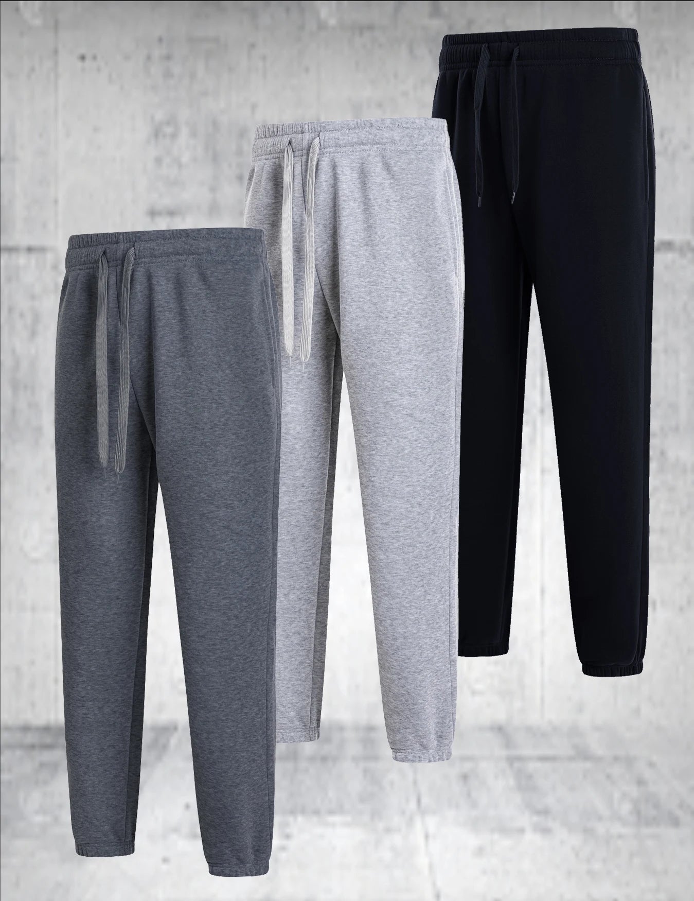 Three Piece Mens Solid Color Casual Breathable Sports Pants