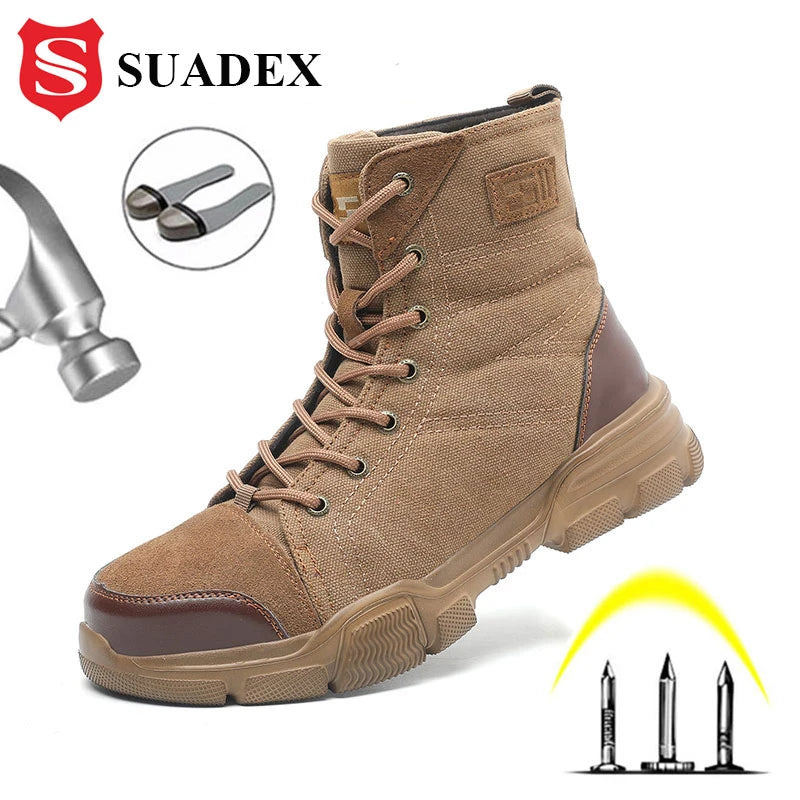 SUADEX Steel Toe Boots For Men Work Shoes Safety Boots