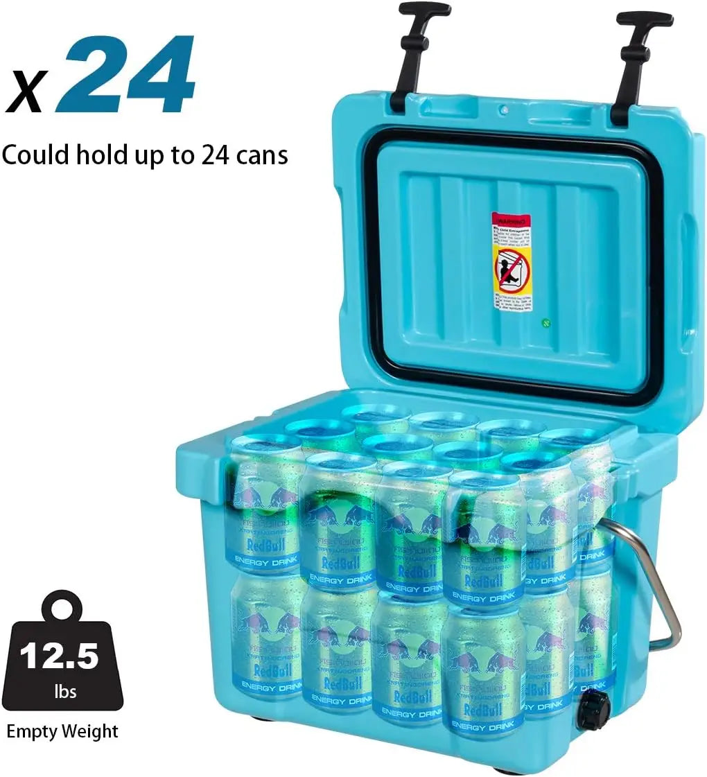 16 Quart Cooler 24 Can Capacity With 2 Cup Holders Portable