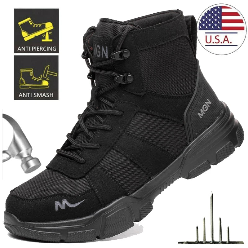 Durable Work Boots Safety Shoes Steel Toe Puncture Proof