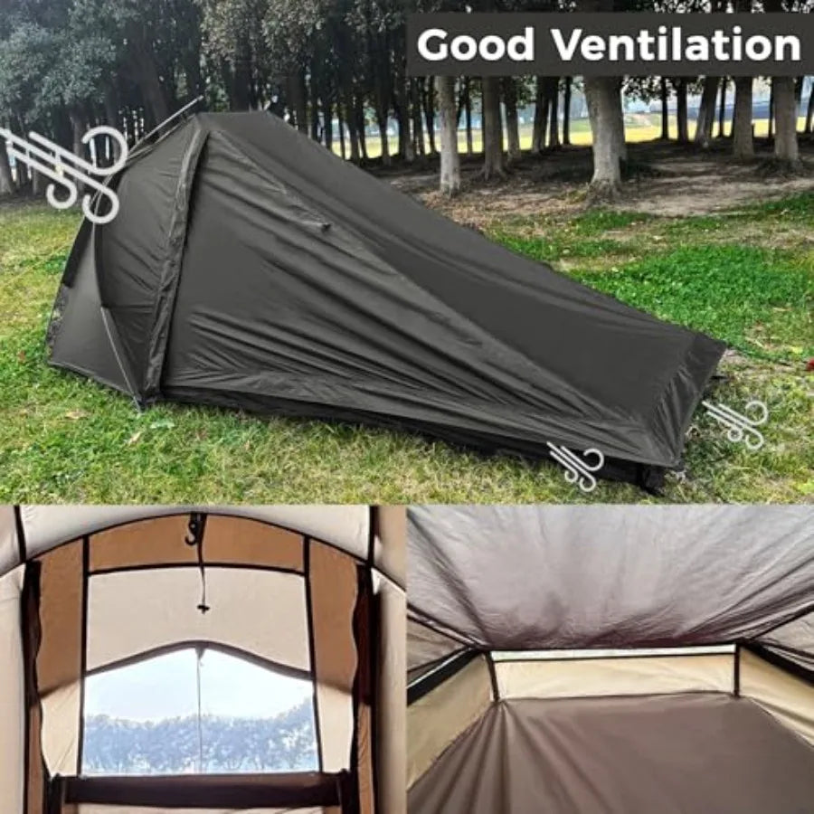 Ultralight One Person Tent Single Person Fishing Tent with Rainfly Poles Easy Setup for 3 Season Camping Hiking Backpacking