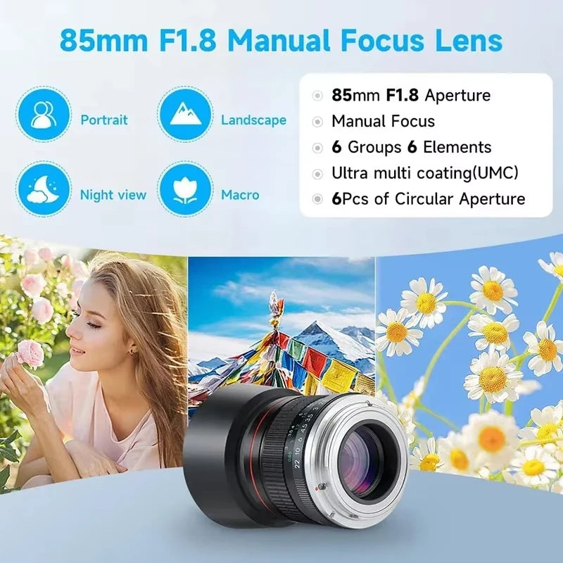 Lightdow 85mm F1.8 Full Frame Manual Focus Portrait Lens