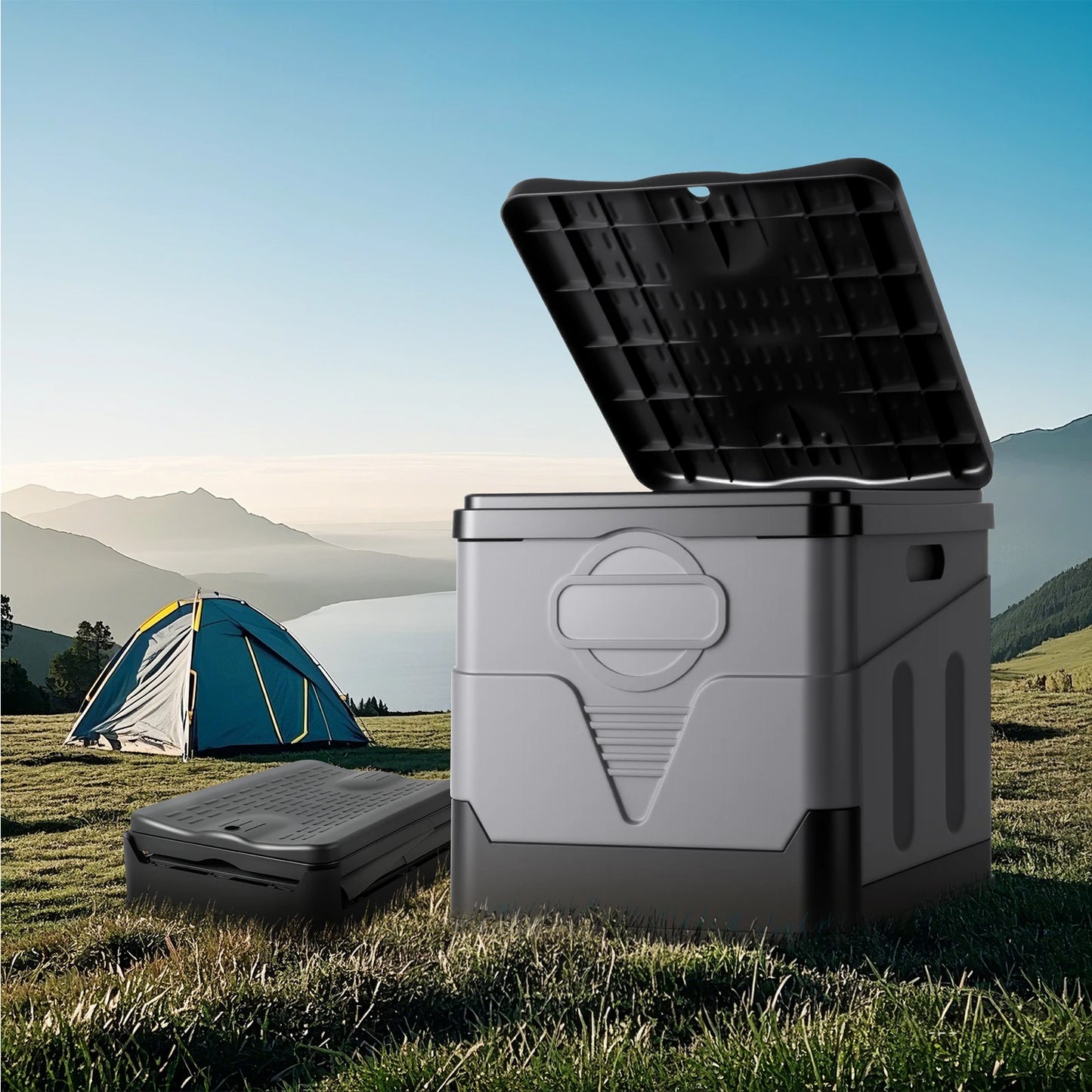Camping Toilet, Portable Toilet for Adults, Portable Travel Folding Toilet with Lid and Paper Holder, Compact Potty for Car, Cam