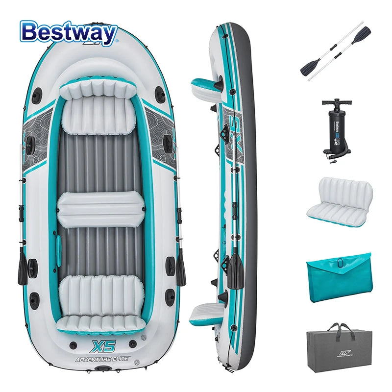 Bestway 65159 Five Person Inflatable Kayak Kit Durable PVC