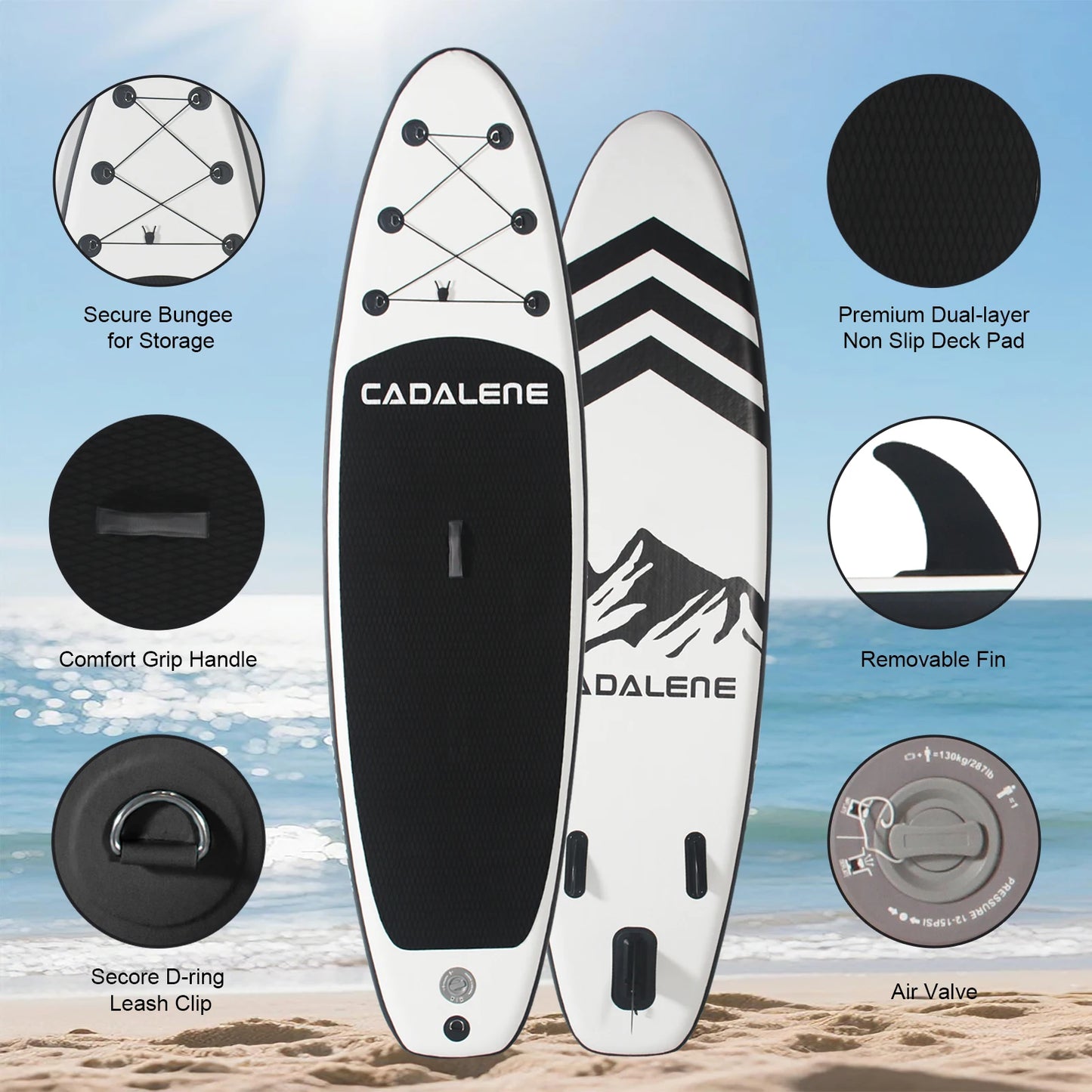 CADALENE Inflatable Stand Up Paddle Board Anti Slip EVA Deck
