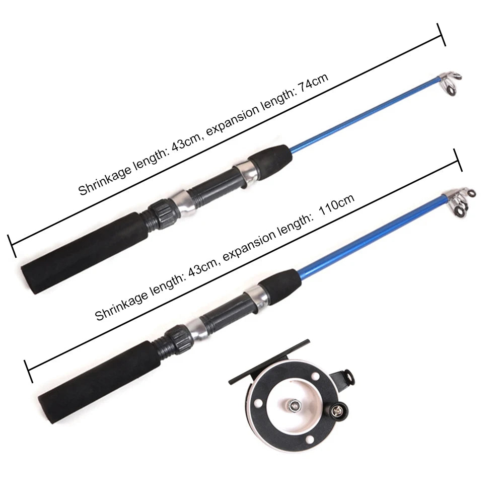 Winter Shrimp Fishing Rod Mini Ice Rod Metal Fishing Reels Bait Outdoor Sea Fishing Pole  Mini Feeder Sea Fishing Pole Wheel Set