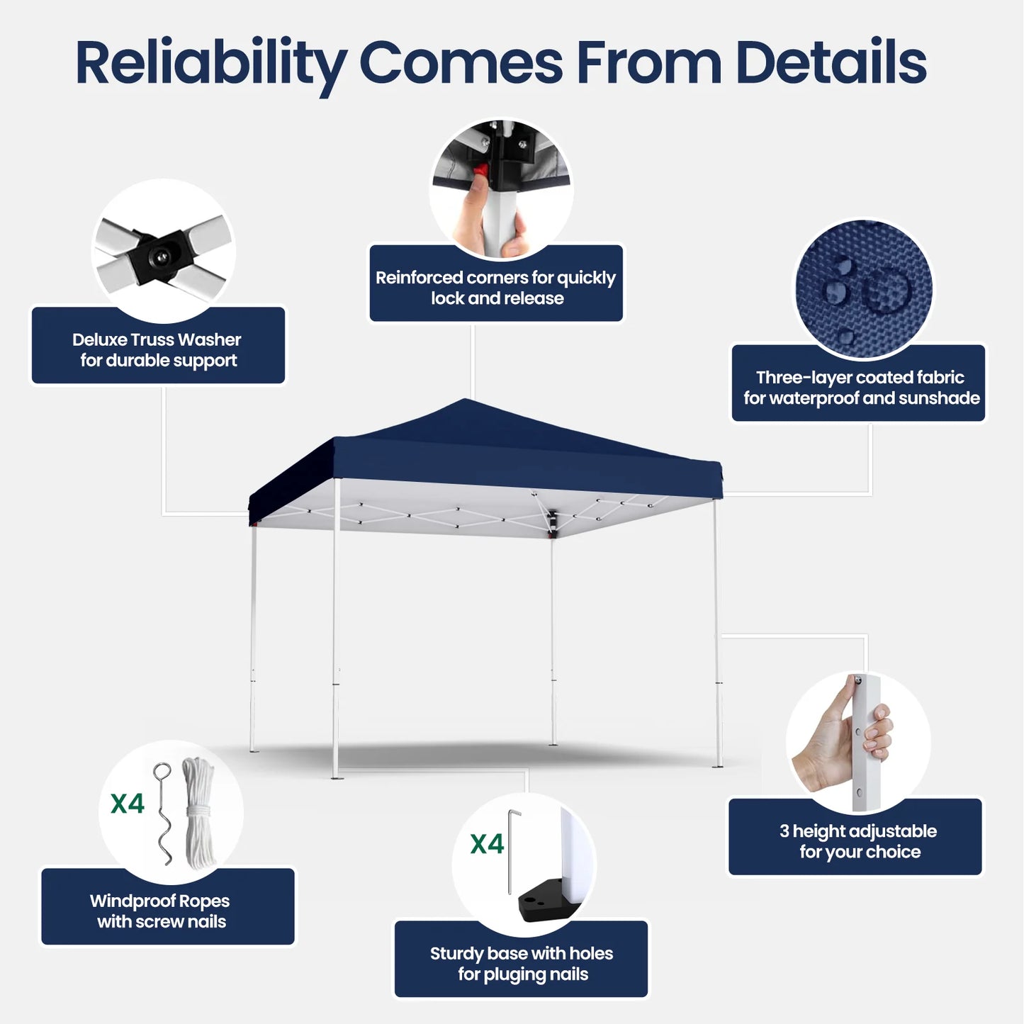 10x10 Pop Up Canopy Tent Instant Shade Outdoor Shelter