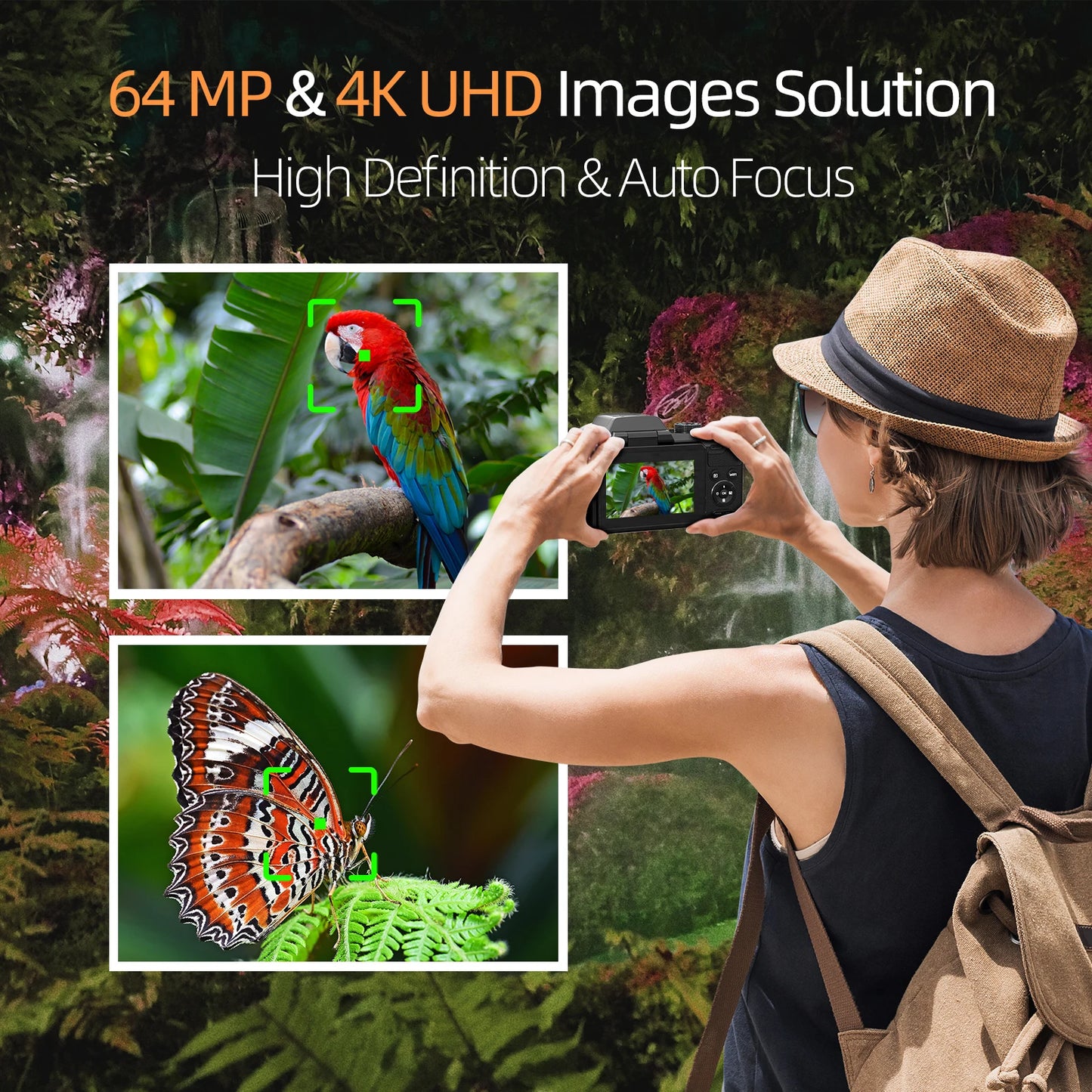 NBD 4K Digital Camera 64MP 16X Flip Screen for Beginners