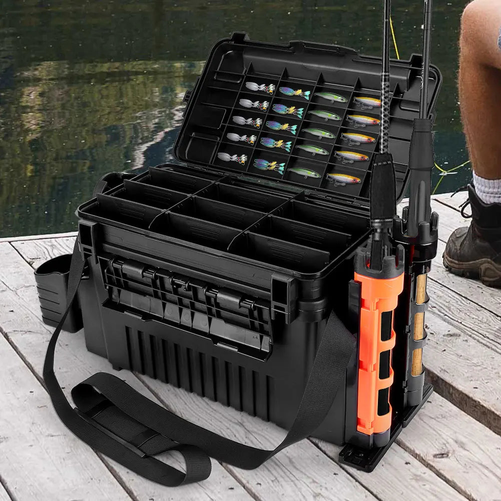 Large Fishing Box Organizer 11L Double Layer Multi-function Thickening Storage Box Portable Fishing Accessories Tackle Box Pesca