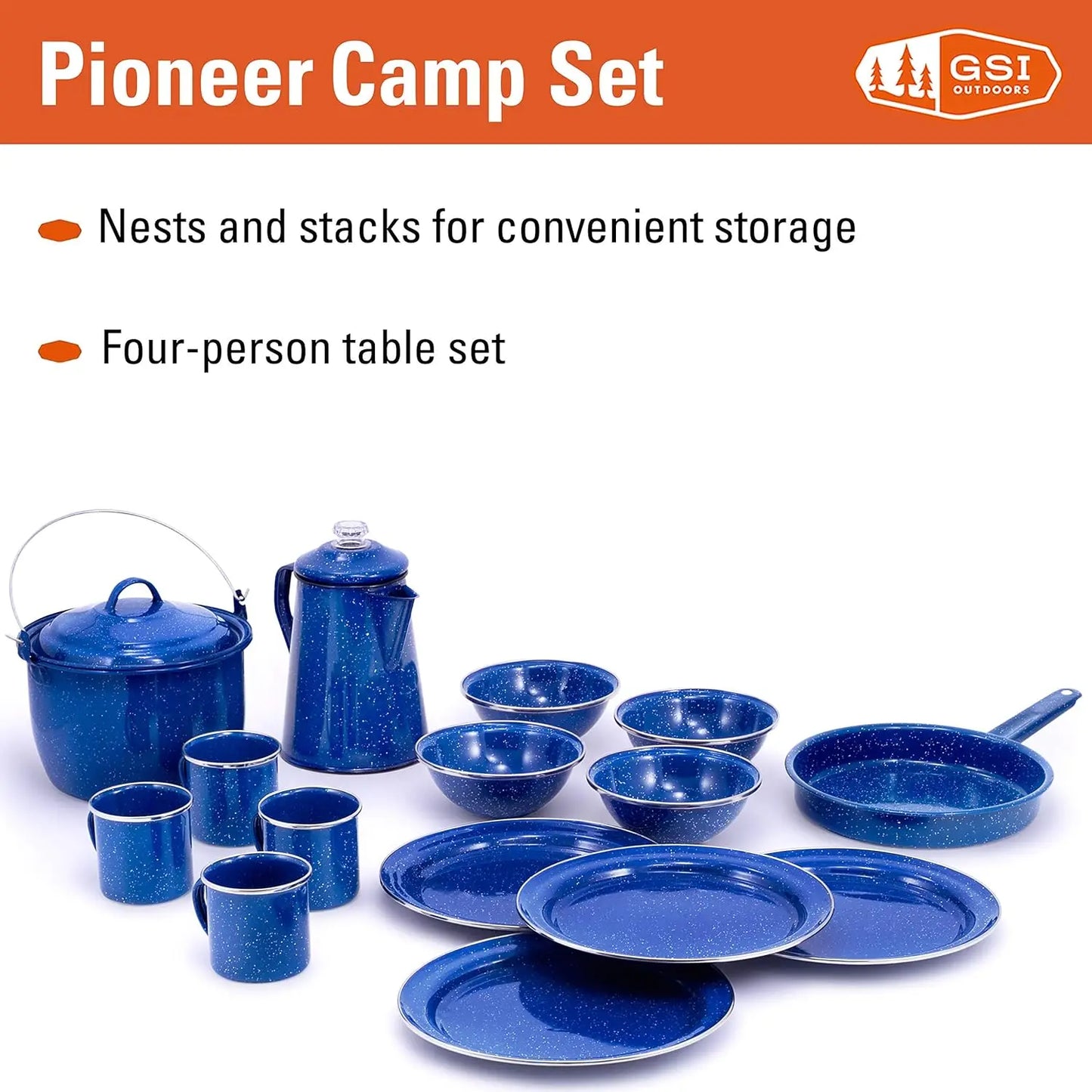 Outdoors Camp Dinnerware Set For Four Pioneer Percolator