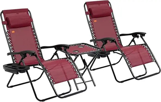 Zero Gravity Chair Set With Side Table Folding Recliner