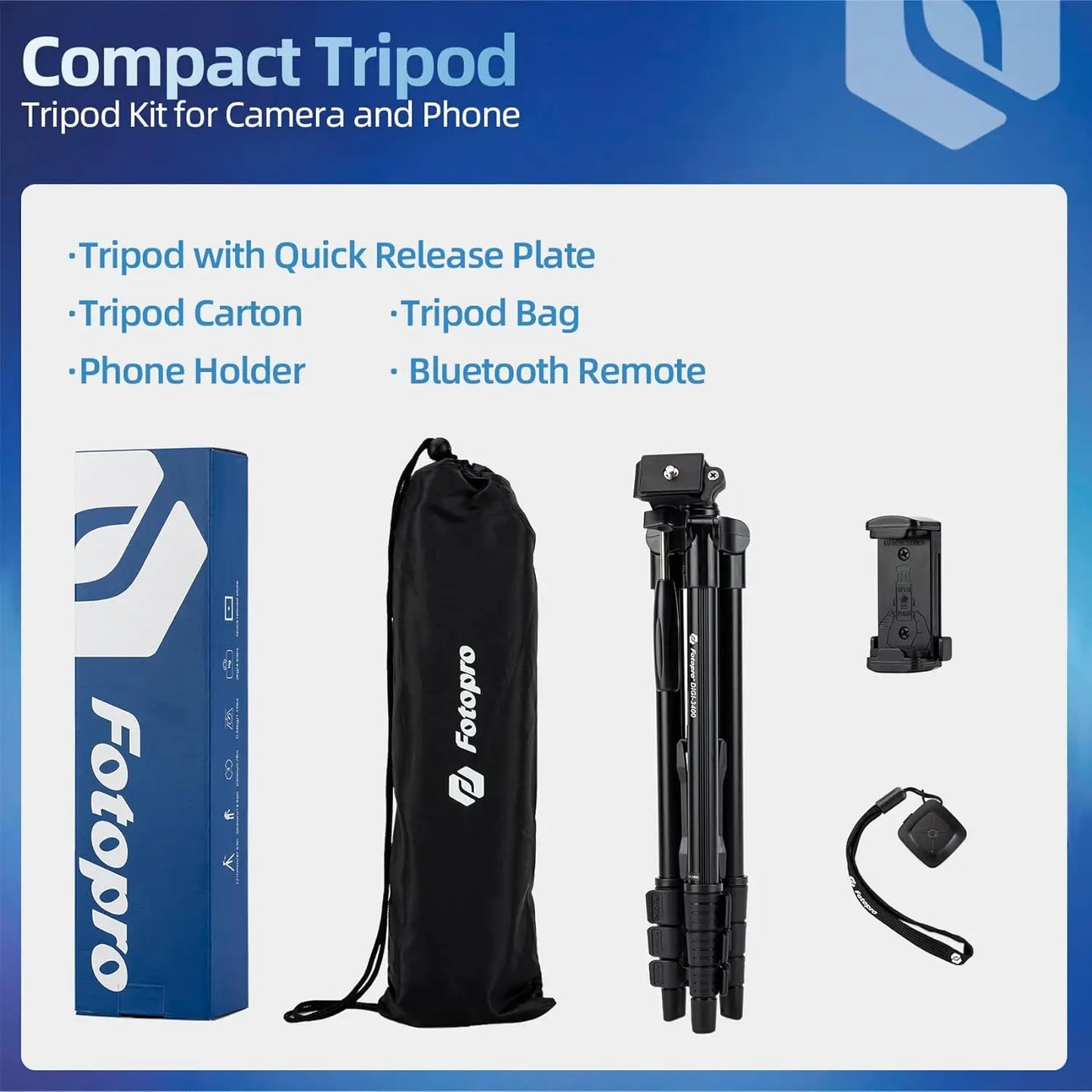 Fotopro Digi 3400 Phone Tripod 48 Inch With Wireless Remote