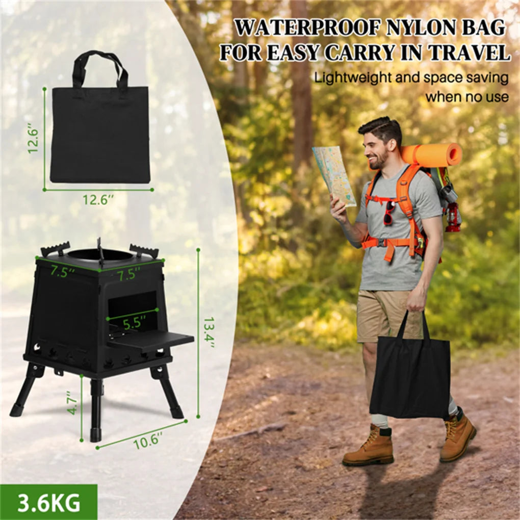 Portable Windproof Outdoor Wood Stove For Camping Tent