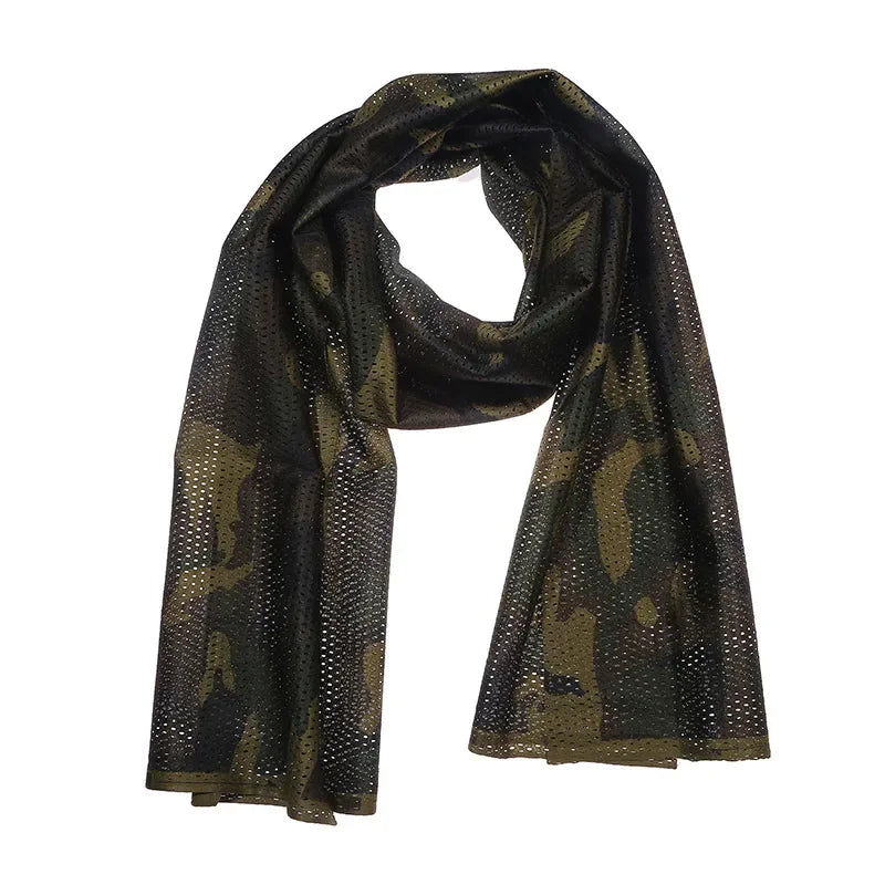Large Camouflage Scarf Sniper Hunter Mesh Face Scarf Men Riding Cycling Veil Camping Hunting Fishing Hiking Scarves