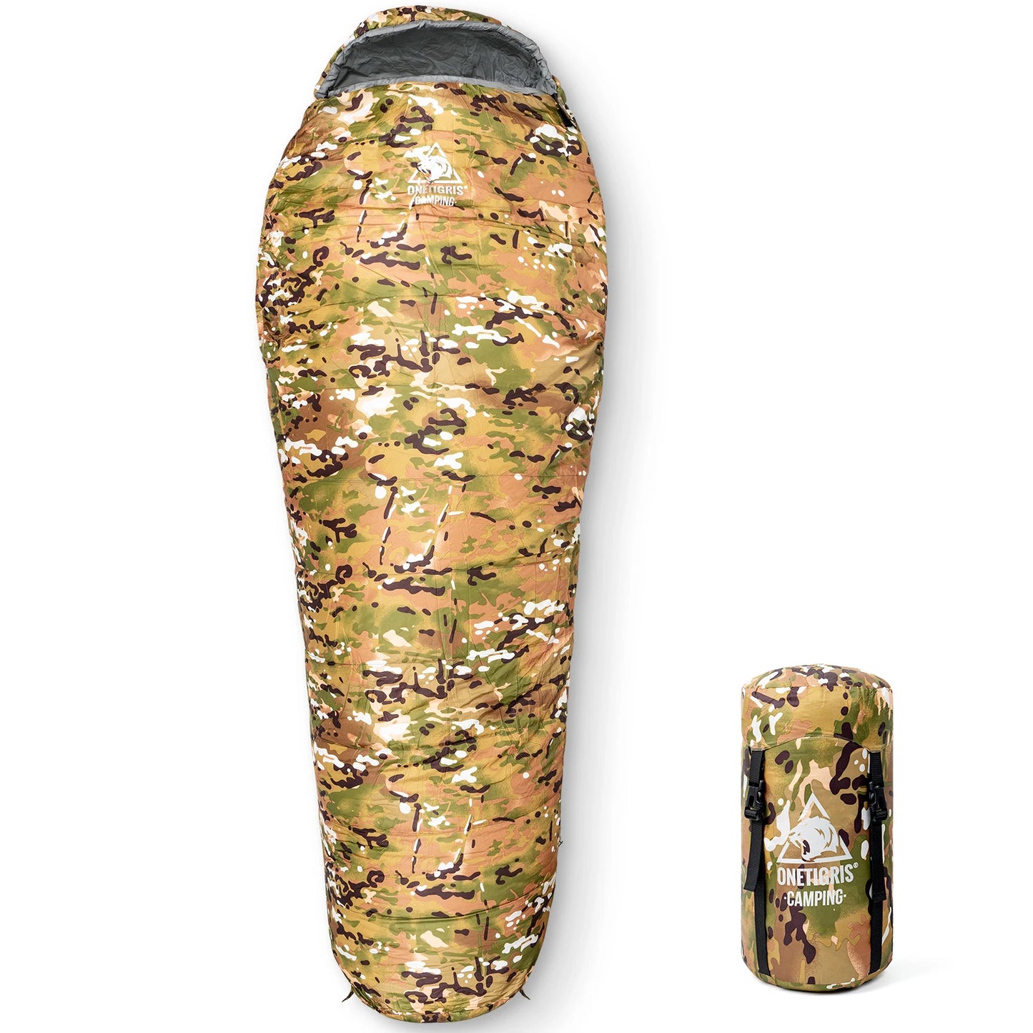 OneTigris Military Camo Mummy Sleeping Bag 0~15C Portable Ultralight Single Sleep Bag For Adult Jungle Survival Camping Hiking