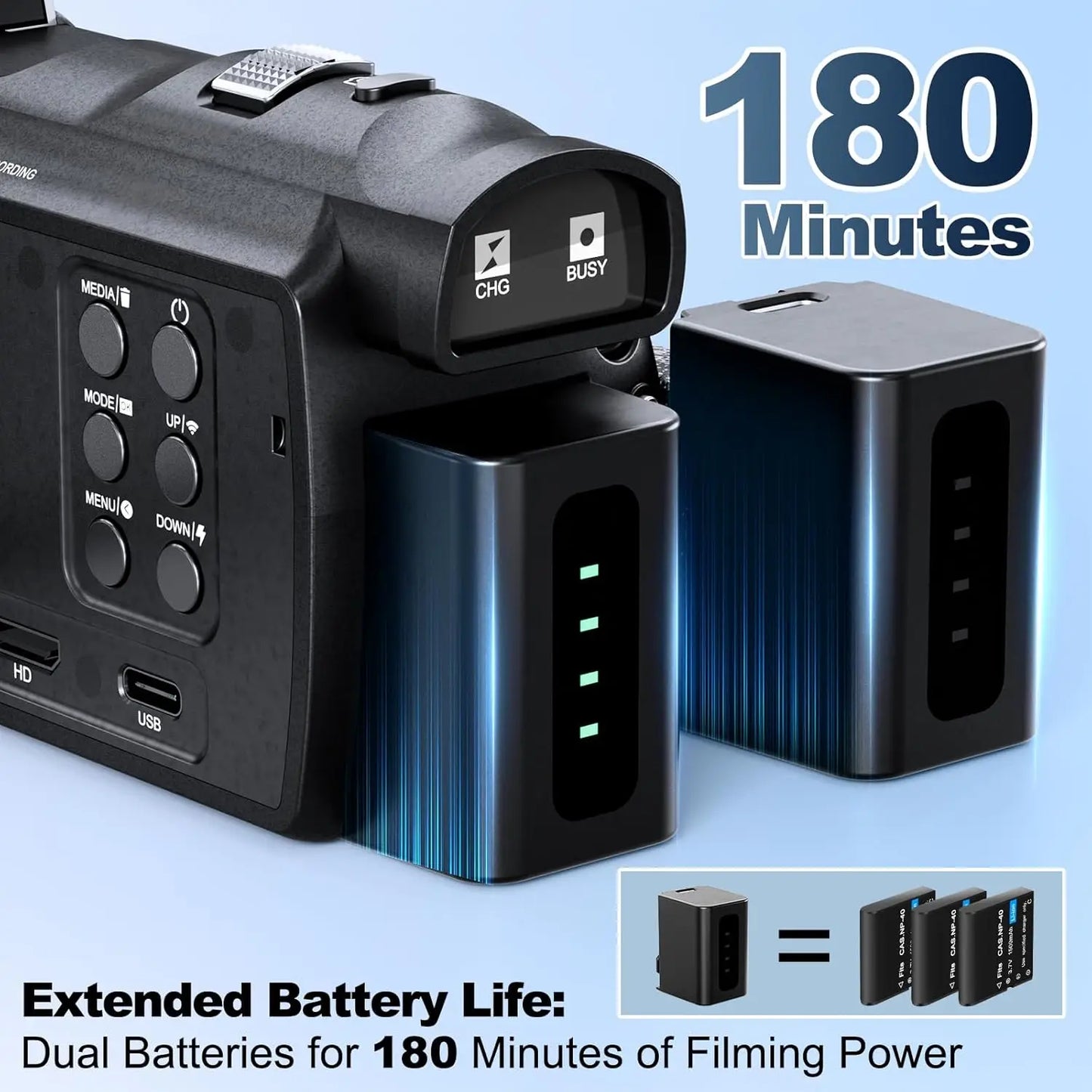 NBD 4K Camcorder 48MP Vlogging WiFi App Control 16X Zoom