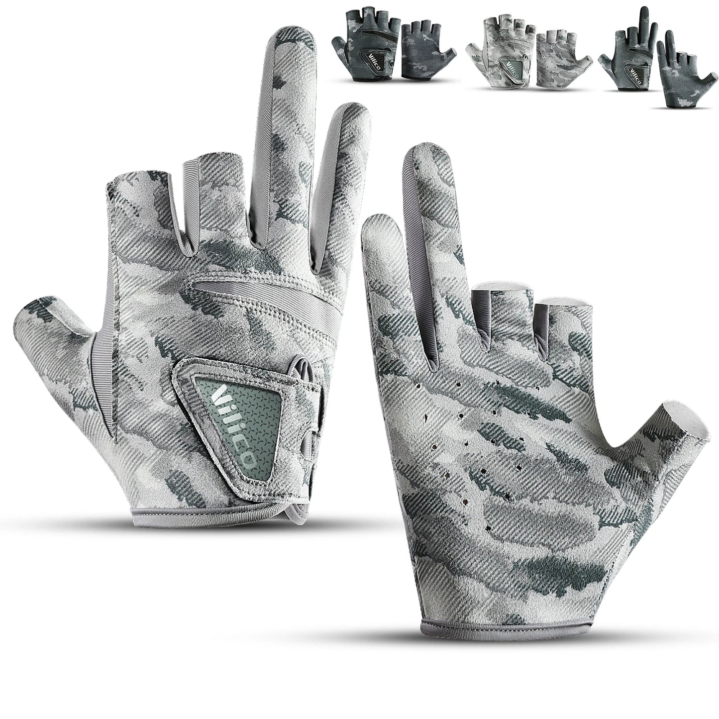 Fishing Gloves for Men Summer Fishing Road Sub Sunscreen and Anti Slip Ice Silk Breathable Thin Three Finger Cut Gloves\90-\