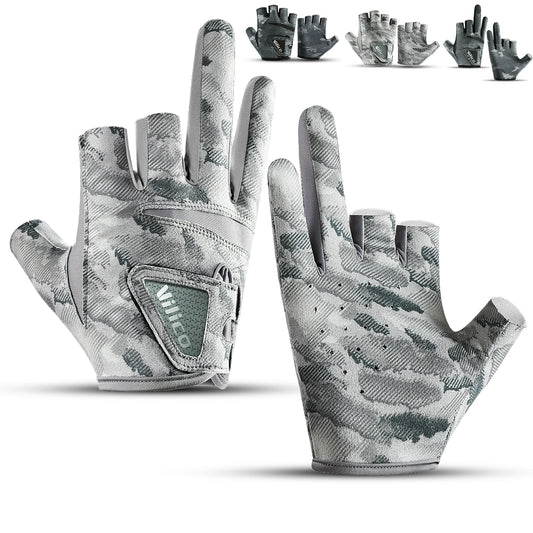 Fishing Gloves for Men Summer Fishing Road Sub Sunscreen and Anti Slip Ice Silk Breathable Thin Three Finger Cut Gloves\90-\