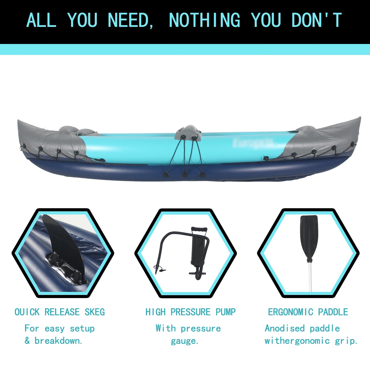 Inflatable Two Person Kayak for Fishing with Paddles