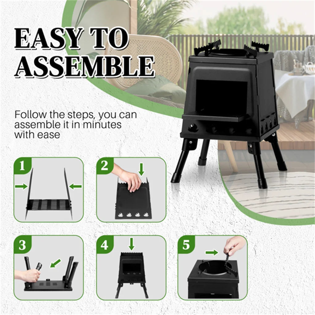 Portable Windproof Outdoor Wood Stove For Camping Tent